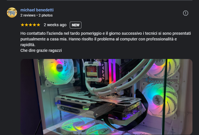 Recensione Google di un cliente soddisfatto